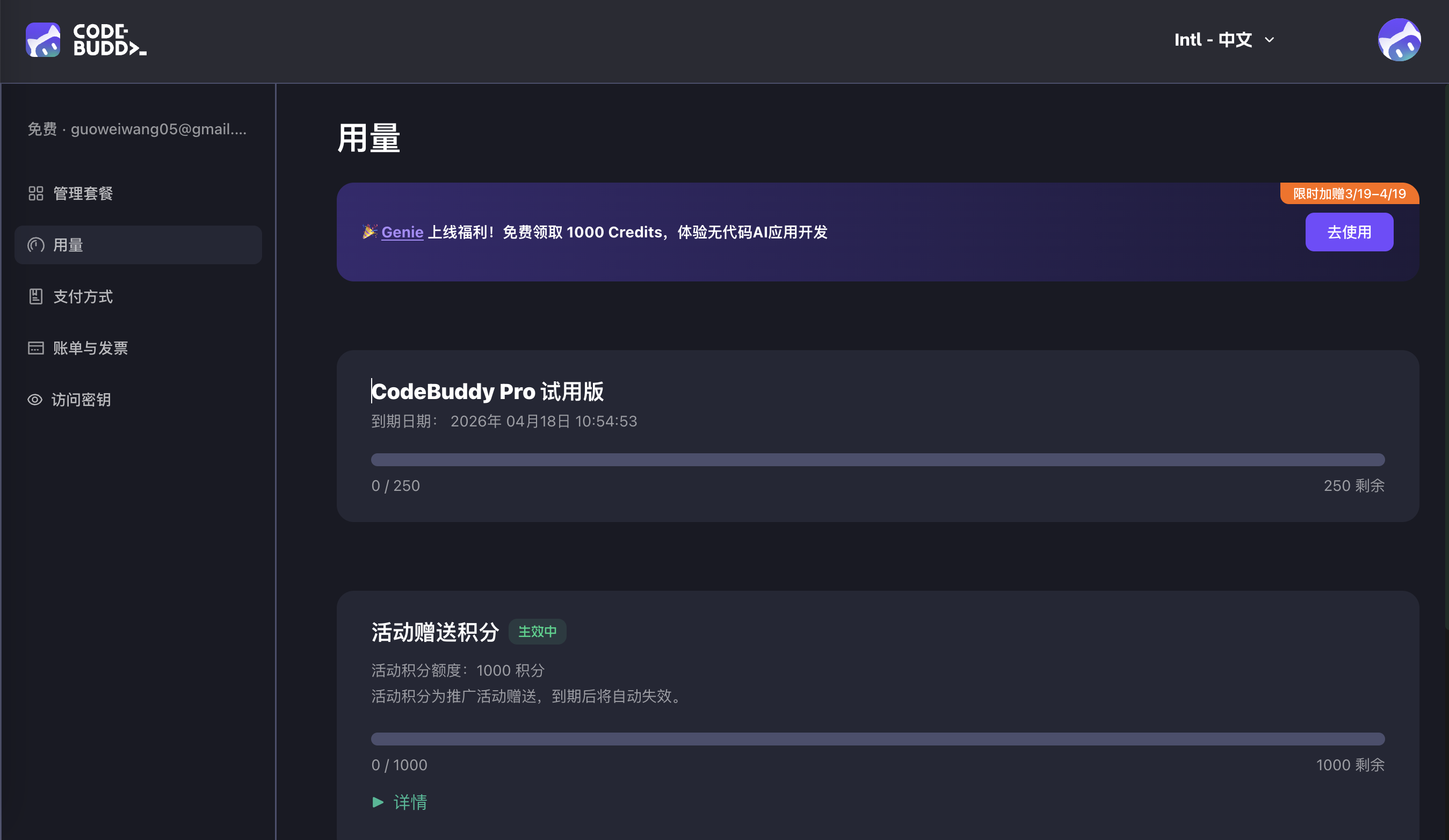 国际版 Credits 计费说明
