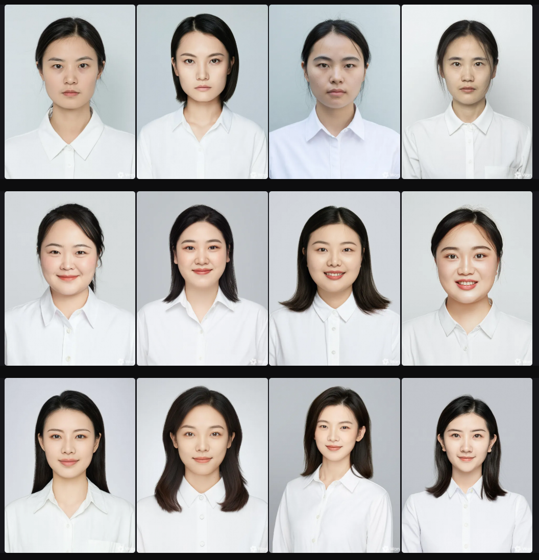 12 张不同脸型效果