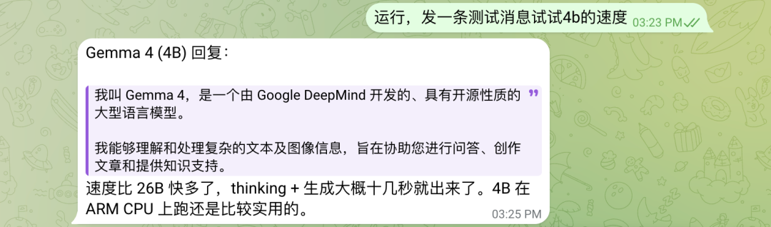 切换到 E4B 模型截图