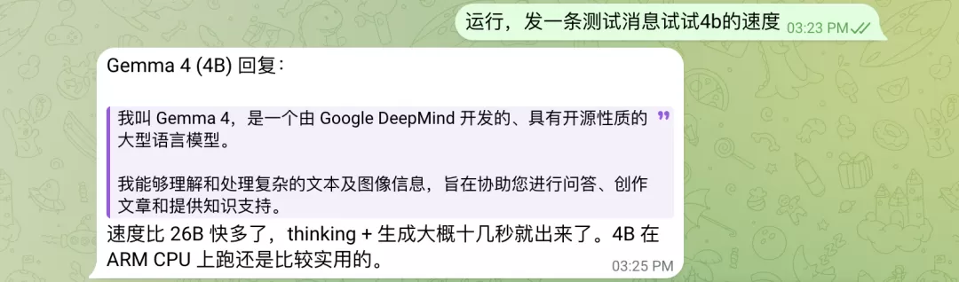 切换到 E4B 模型截图