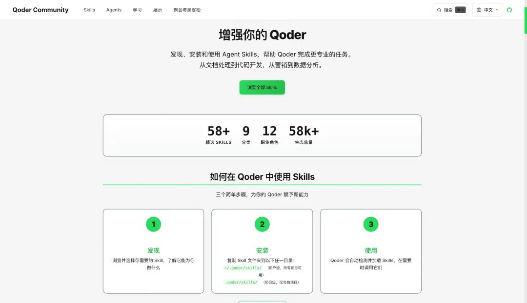 Qoder Skills 平台截图