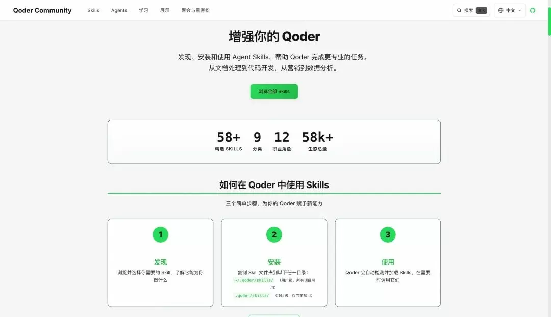 Qoder Skills 平台截图
