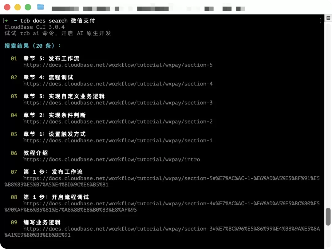 tcb docs 命令使用示例