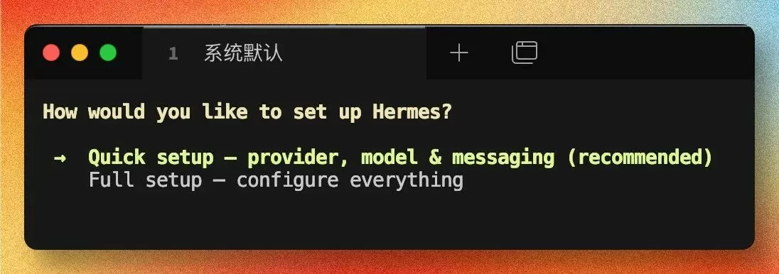 选择 Quick setup