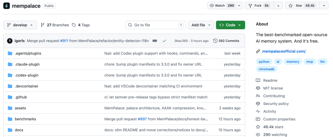 MemPalace GitHub 项目