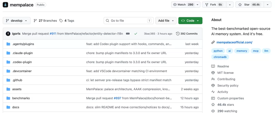 MemPalace GitHub 项目