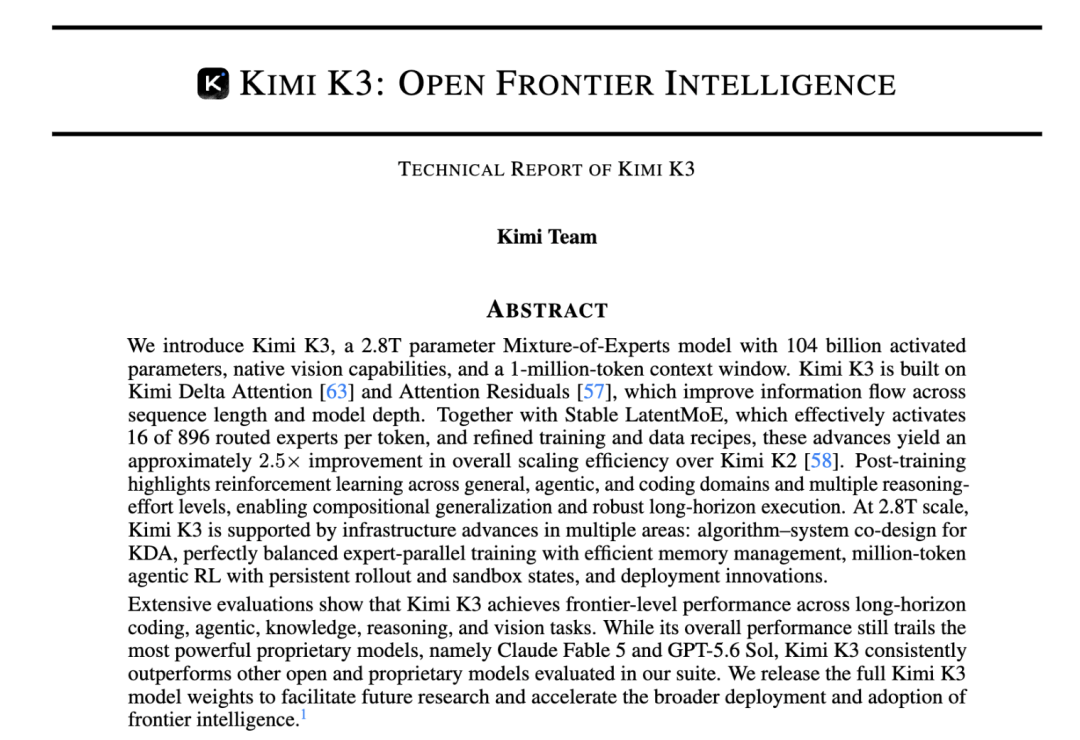Kimi K3 技术报告截图