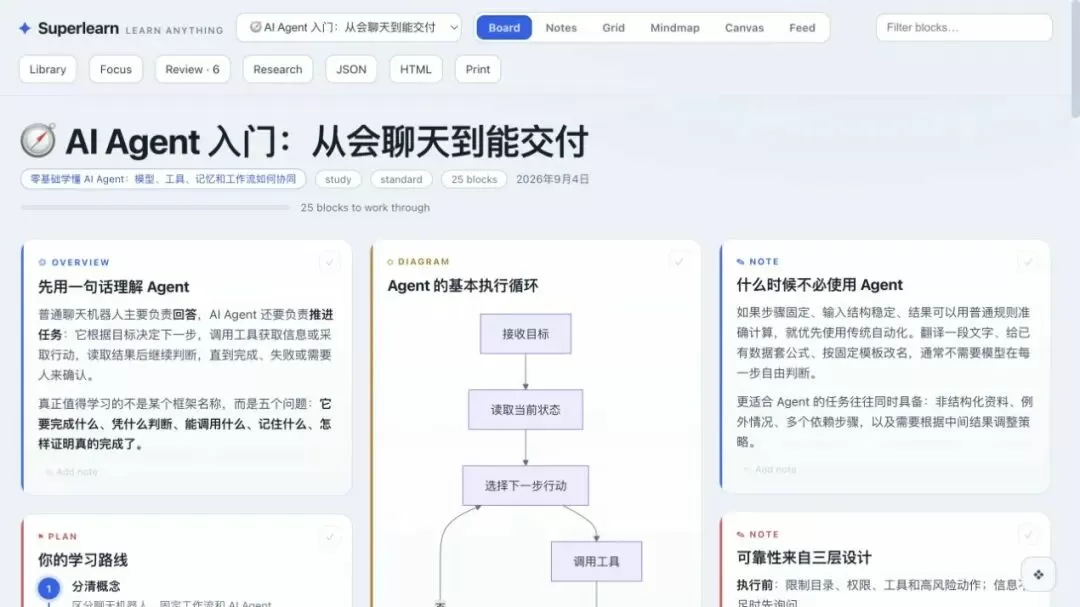 Superlearn 学习板界面