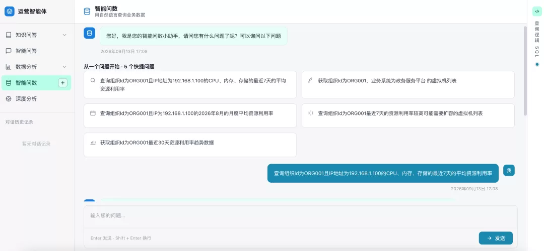 最终输出的智能问数原型界面